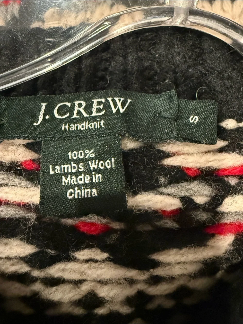J.Crew Handknit 100% Lambswool Fair Isle V-Neck Sweater Small